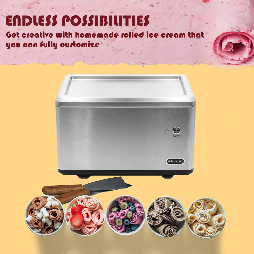 Whynter Ice Cream Maker Machine Automatic 2.1 Qt. with Built-In Compressor, LCD Digital Display & Timer, No Pre-Freezing, ICM-200LS, Stainless Steel