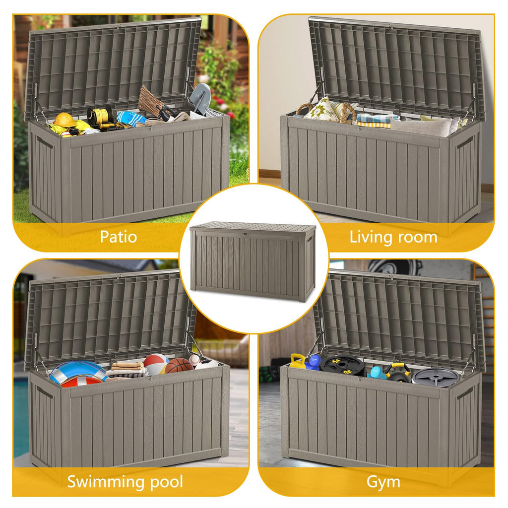 Mersco 320 Gallon Double-Wall Resin Deck Box - Lockable Waterproof Outdoor Storage Box, 1000lbs Capacity & Doubles as Seating for Patio Furniture