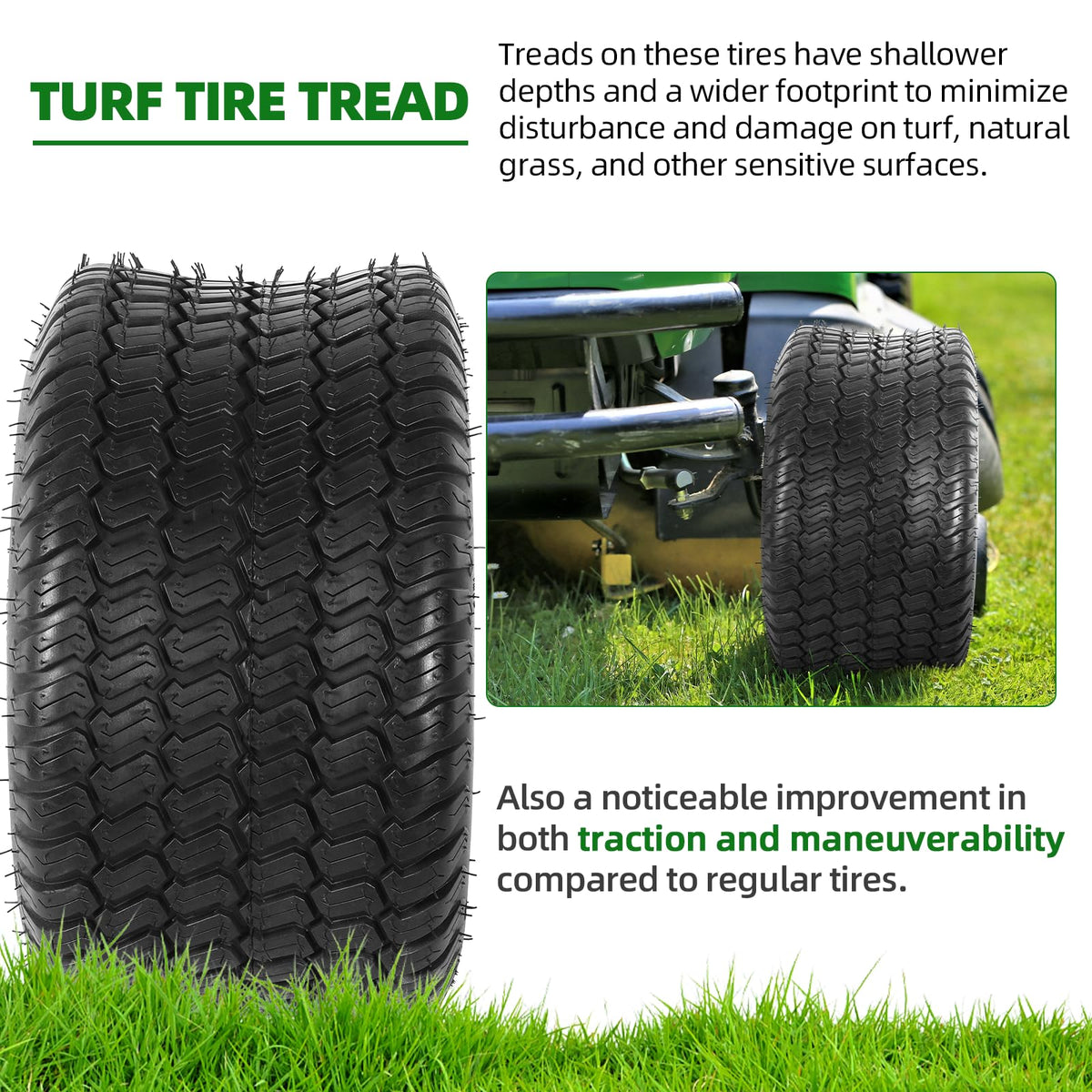 AR-PRO (2 Pack) 20x8.00-8 Lawn Mower Turf Tires, Tubeless, No Rims