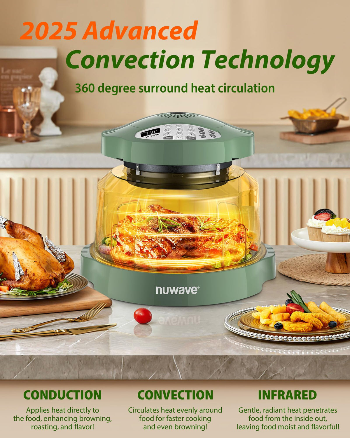Nuwave Oven Pro Plus Air Fryer, Infra-Red Countertop, 2025 Advanced Convection, No Defrosting or Preheating, Cook Fresh or Frozen, Durable Power Dome