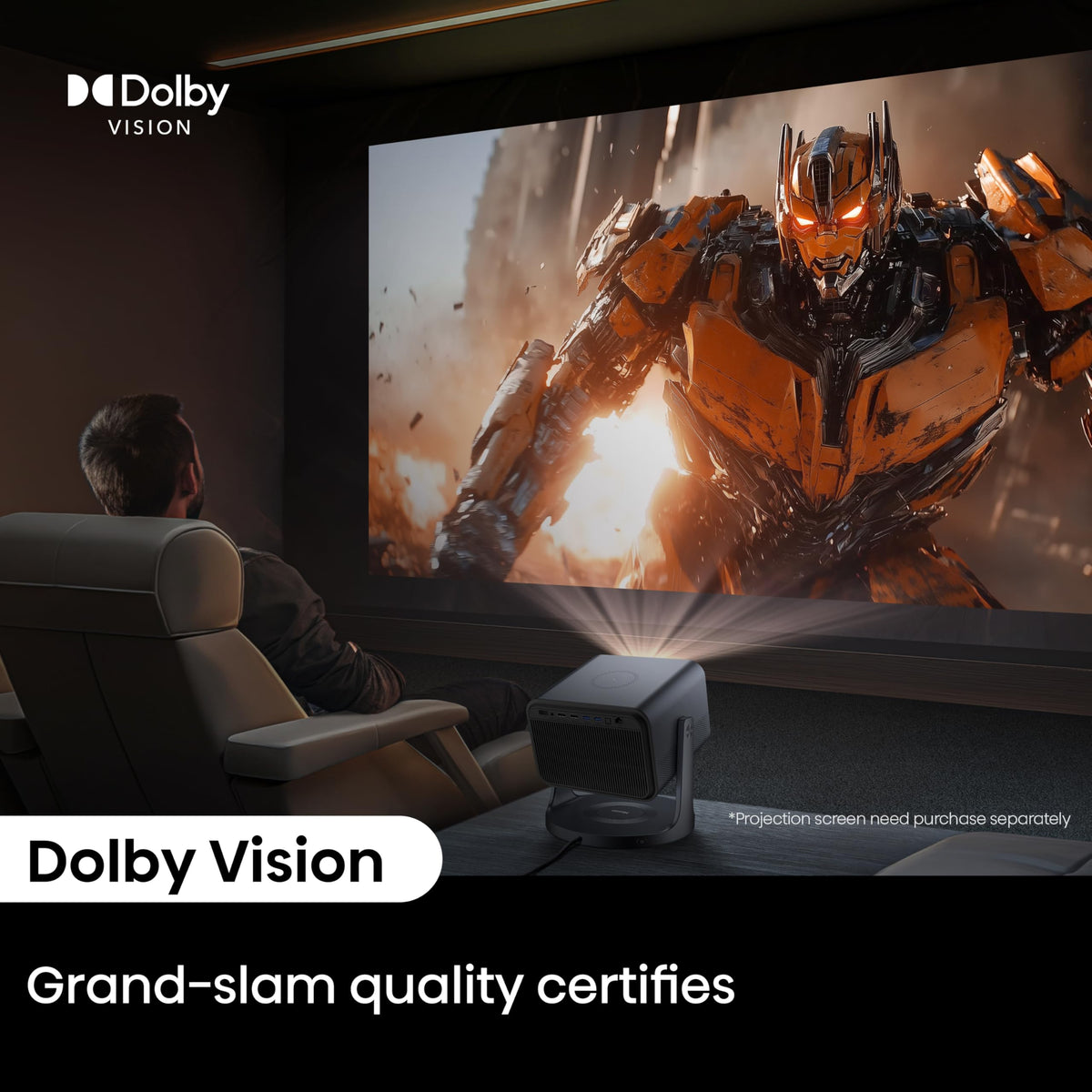 Hisense C2 Ultra, Triple Laser Smart Portable Projector, 4K UHD, 3,000 Lumens, 65 C 300, Dolby Vision, IMAX Enhanced, Sound by JBL, Netflix