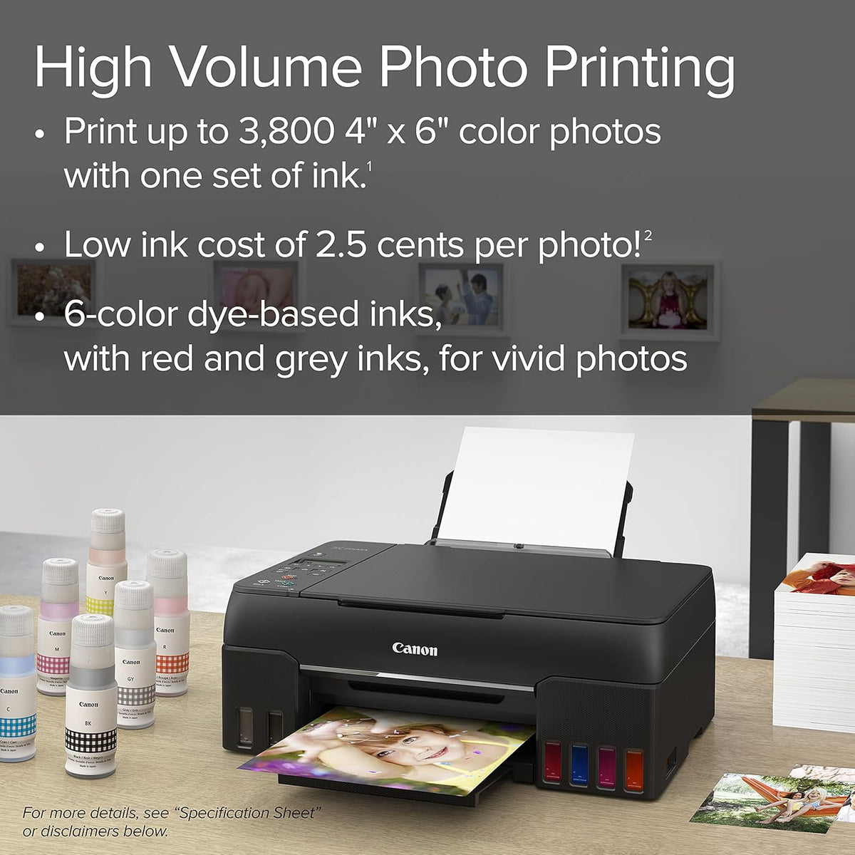 Canon PIXMA G620 Wireless MegaTank Photo All-in-One Printer [Print, Copy, Scan], Black,Works with Alexa