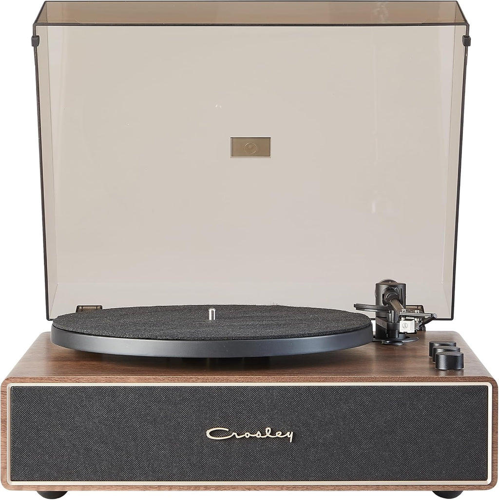 Crosley CR6046A-WAGL Stave 2-Speed Bluetooth Record Player Turntable with Built-in Speakers, Walnut