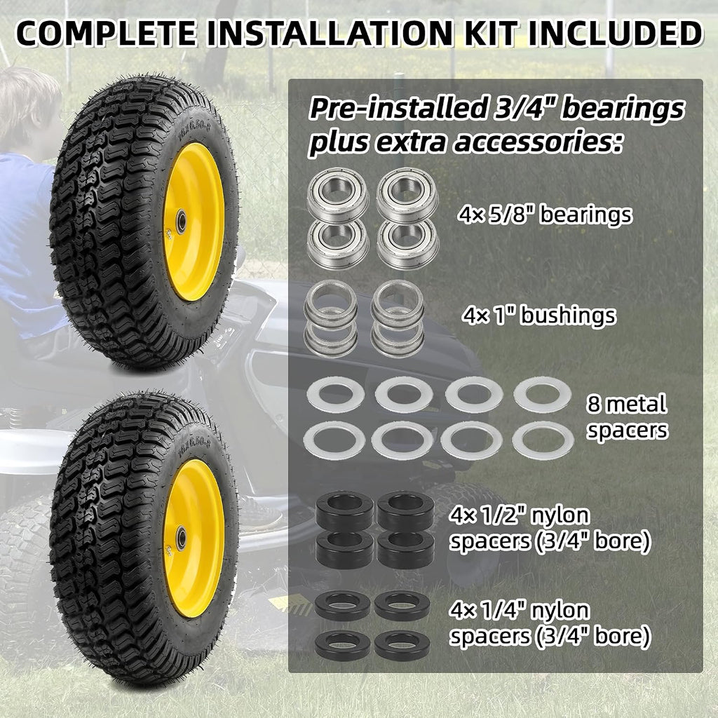 AR-PRO 2-Pack 16x6.50-8 Tubeless Tire and Wheel Assembly, 4-Ply