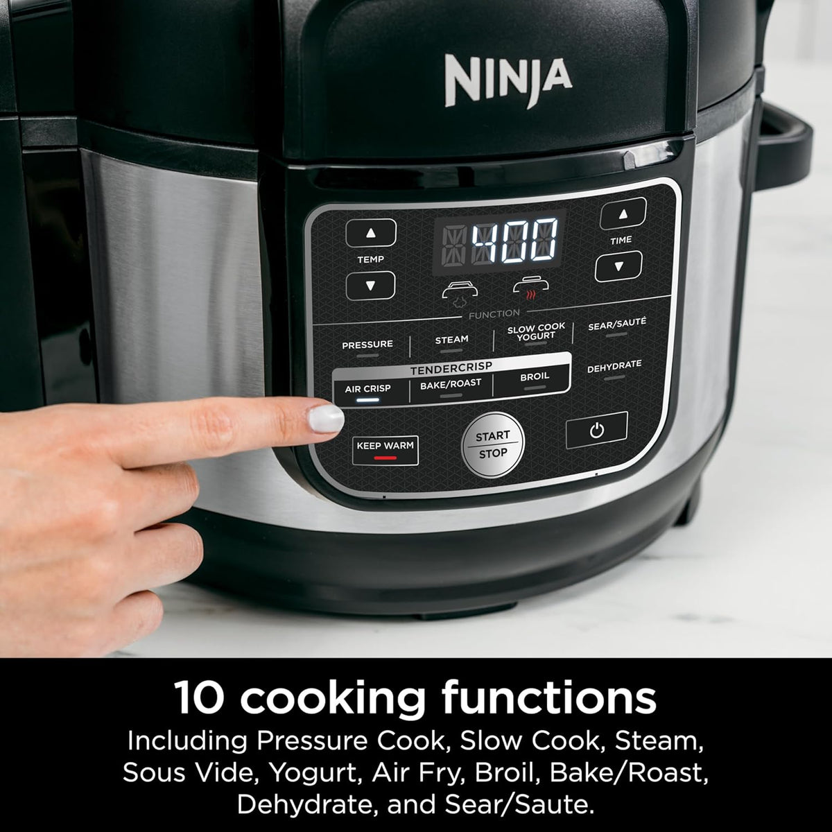 Ninja Foodi 10 in 1 (OS300), 6.5 Quart Pro Pressure Cooker Air Fryer Multicooker, Precise Heating, Family Capacity, Stainless