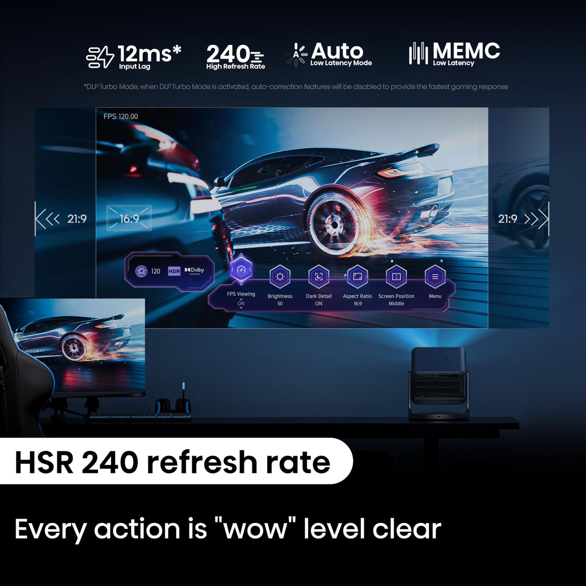 Hisense C2 Ultra, Triple Laser Smart Portable Projector, 4K UHD, 3,000 Lumens, 65 C 300, Dolby Vision, IMAX Enhanced, Sound by JBL, Netflix