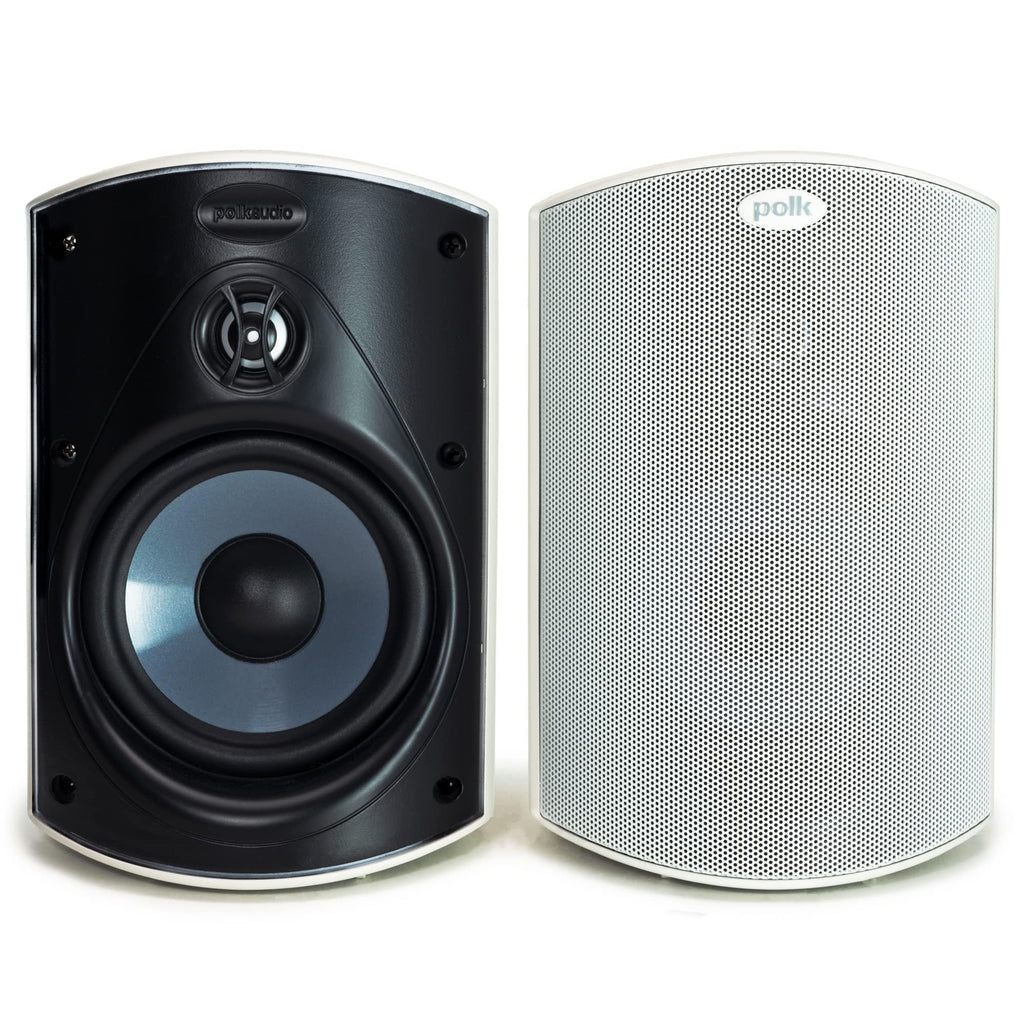 Polk Audio Atrium 4 Weatherproof Outdoor Speakers with Powerful Bass (Pair, Black), All-Weather Durability, Broad Sound Coverage, Speed-Lock Mounting