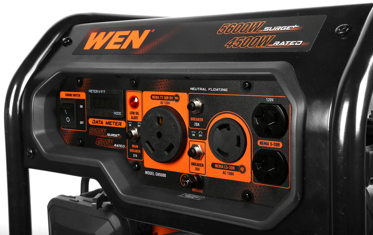 WEN 5600-Watt Portable Generator, Electric Start, 224cc, Transfer-Switch and RV-Ready with CO Shutdown Sensor (GN5602X)