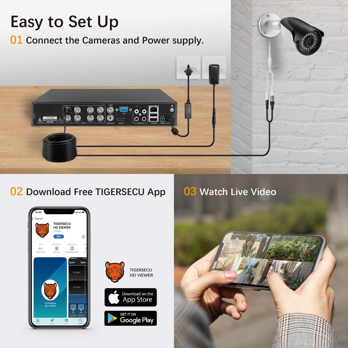 TIGERSECU Super HD 1080P 8 Channel DVR Security Recorder with 2TB Hard Drive, Hybrid 6-in-1 CCTV DVR Recorder Compatible with 2MP and 5MP TVI, AHD