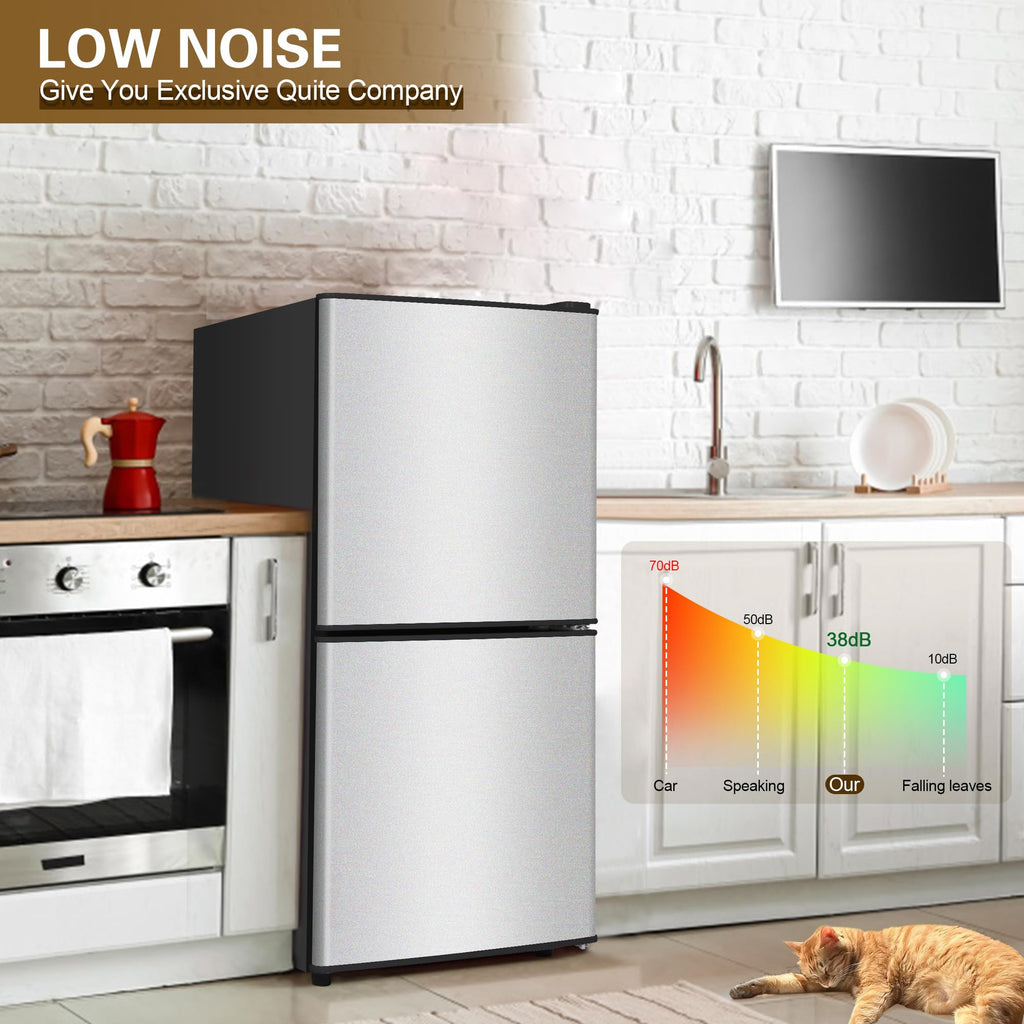 Mini Refrigerator with Freezer 4.0 Cu. Ft., Small Dorm Fridge with Freezer, Adjustable Thermostat Compact Fridge Freezers for Apartment, Dorm