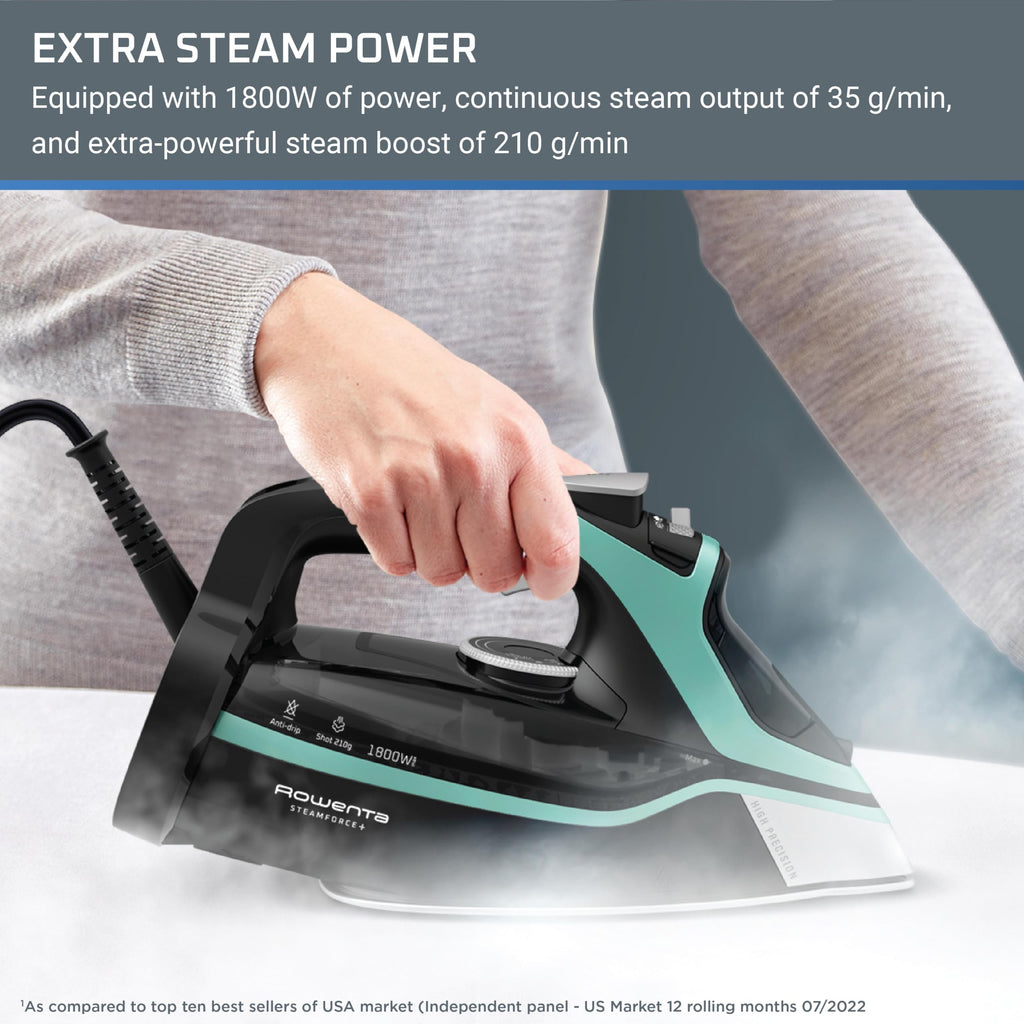 Rowenta Iron for Clothes, High Pressure Steamer Iron with Boiler System, 400 Steam Holes, Vertical Steaming, 37oz Tank, Stainless Steel Soleplate