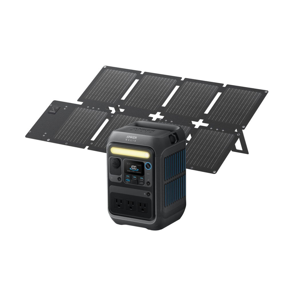 Anker Solar Generator SOLIX C300 with 60W Solar Panel, 288Wh Portable Power Station, 300W (600W Surge), LiFePO4 Battery, 140W Two-Way Fast Charging
