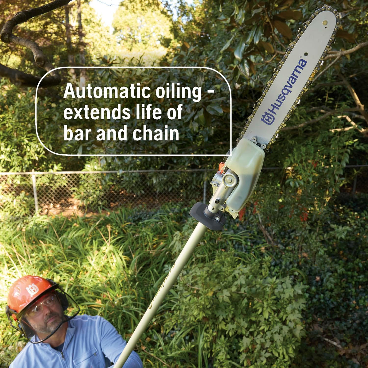 Husqvarna 122LKP Gas Pole Saw, Multi-Purpose Tool with Pole Saw Attachment, Equipped with X-CUT Chain, 12-foot Reach Cuts Limbs up to 8 Inches Thick