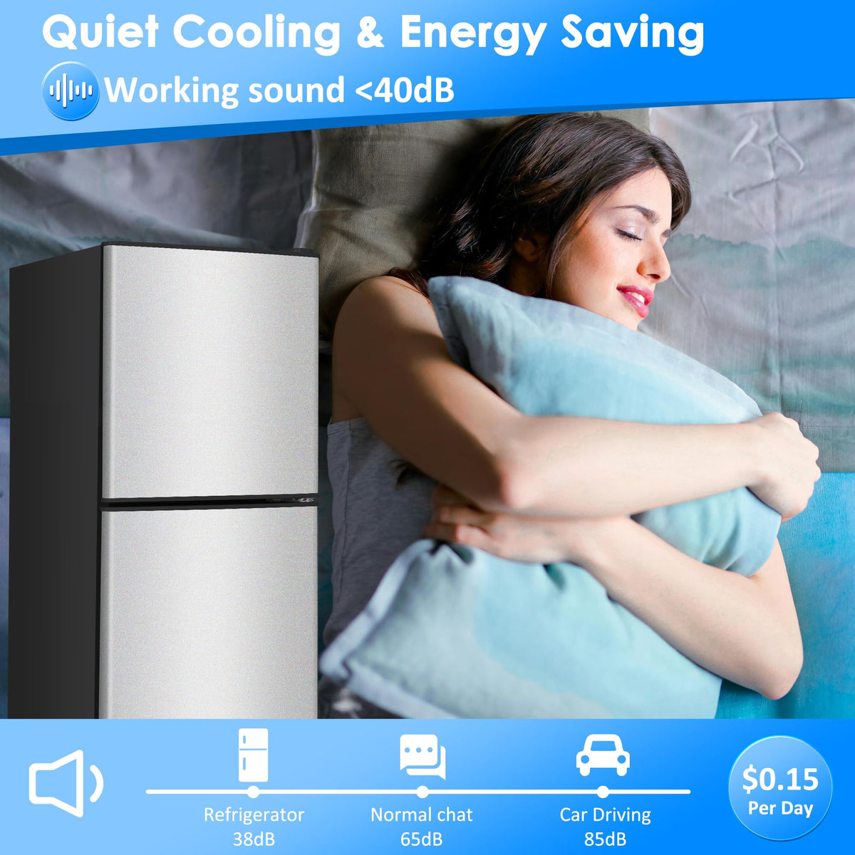 3.3 Cu. Ft. Mini Fridge with Freezer, Compact Refrigerator with Adjustable 7-Level Thermostat, Dorm Fridge for Kichen, RV, Office, Apartment, Black