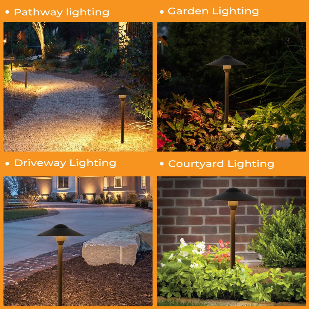 Gardencoin Low Voltage Pathway Lights (8.5'' Shade, 21.5'' Tall)12V Outdoor LED Landscape Path Lights Wired, Aluminum Pathway Lighting with 3W 2700K