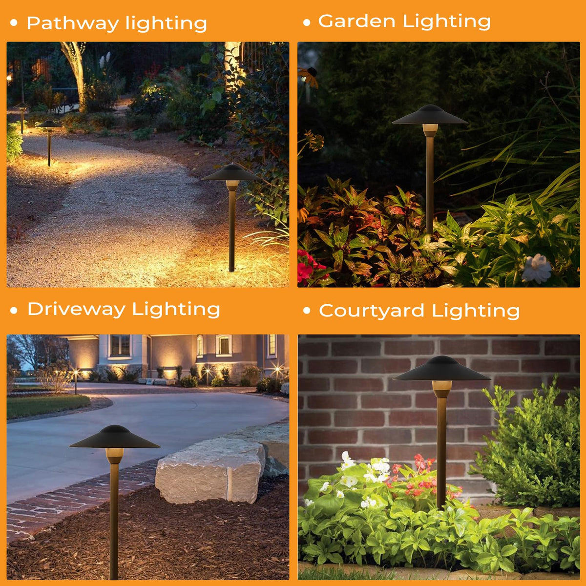 Gardencoin Low Voltage Pathway Lights (8.5'' Shade, 21.5'' Tall)12V Outdoor LED Landscape Path Lights Wired, Aluminum Pathway Lighting with 3W 2700K