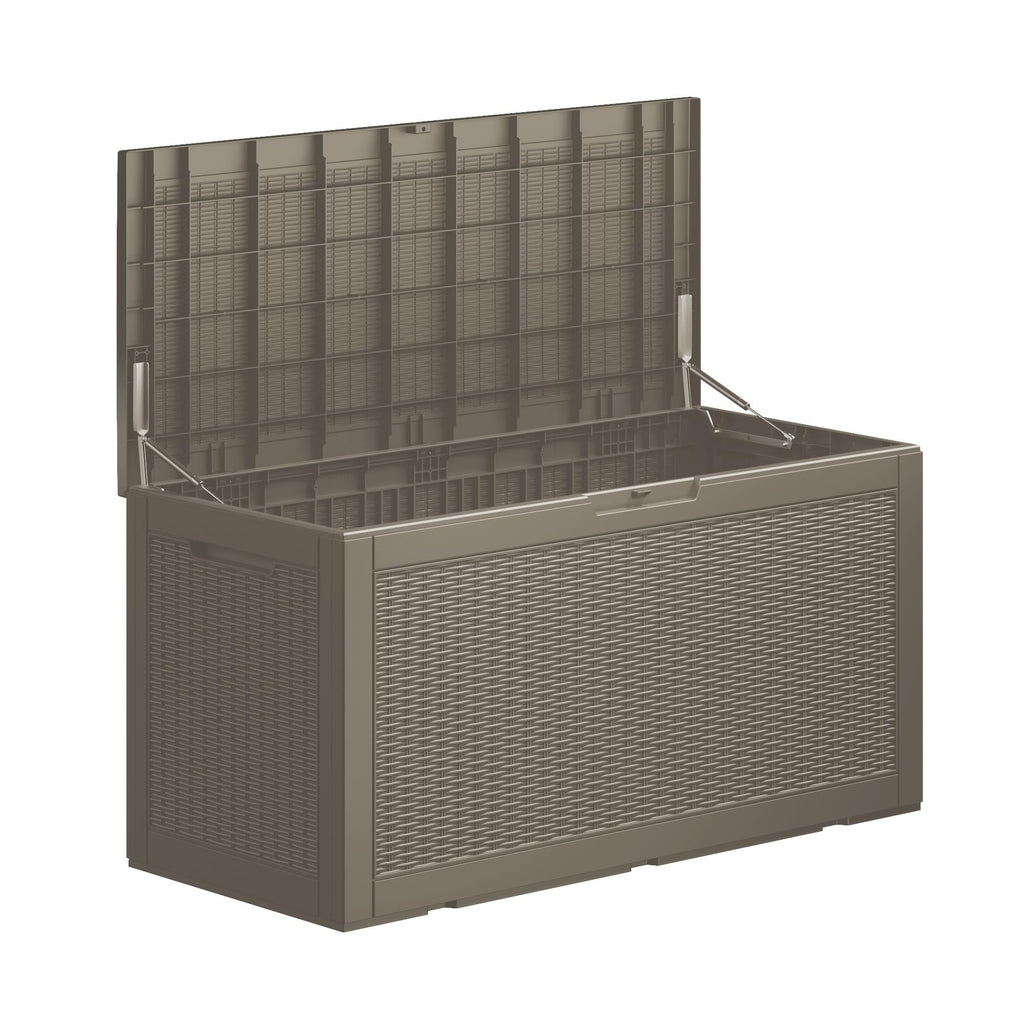 Mersco 320 Gallon Double-Wall Resin Deck Box - Lockable Waterproof Outdoor Storage Box, 1000lbs Capacity & Doubles as Seating for Patio Furniture