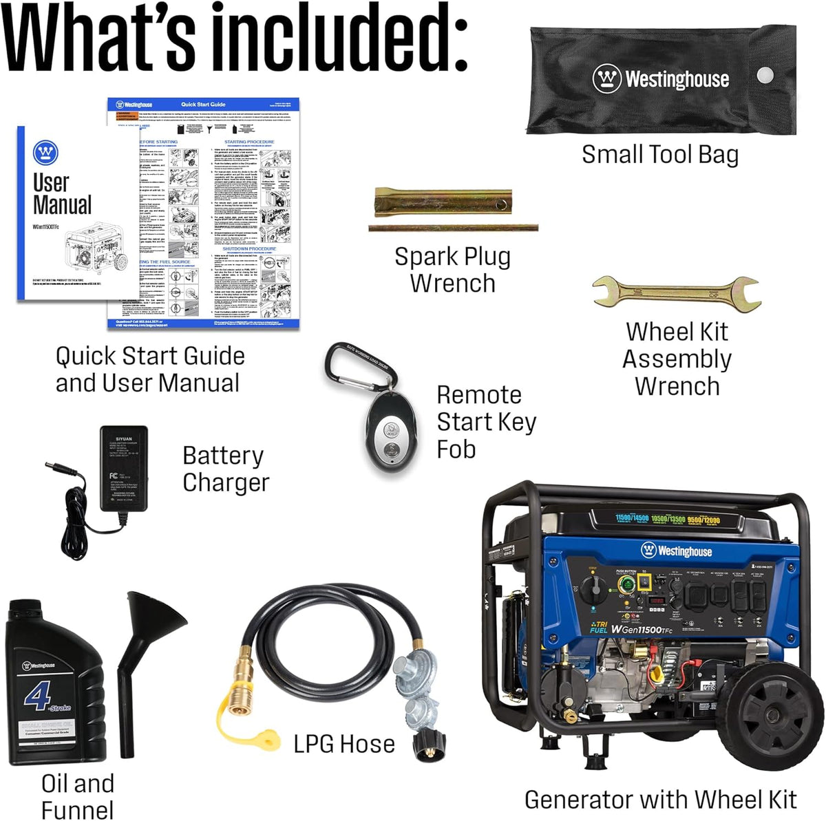 Westinghouse 14500 Peak Watt Tri-Fuel Home Backup Portable Generator, Remote Electric Start, Transfer Switch Ready, Gas, Propane, and Natural Gas