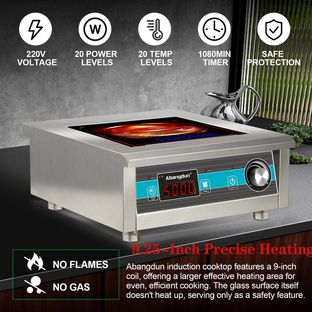 Commercial Induction Cooktop Lower Power Even Heating Hot Plate 3500W /220V Single-phase Abangdun