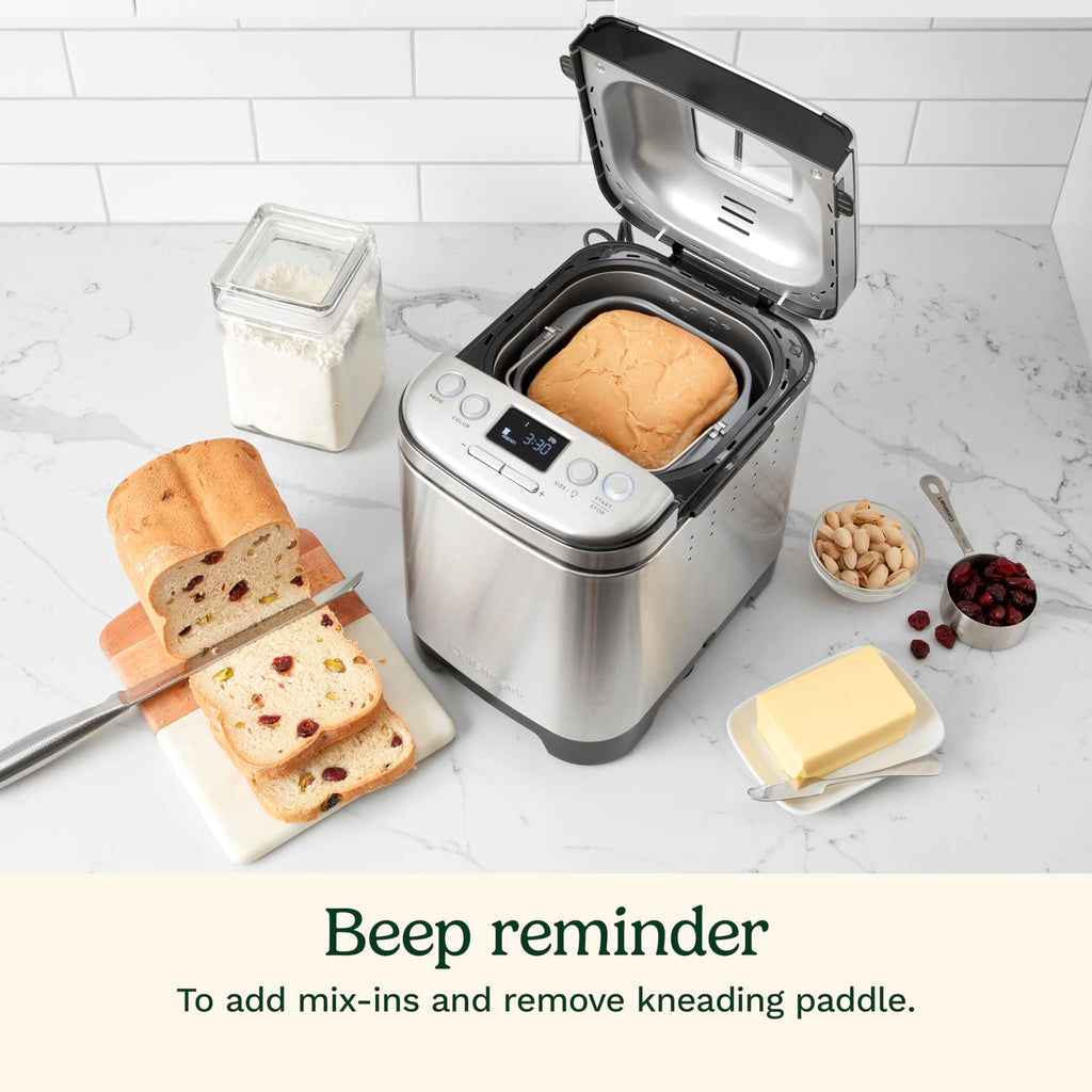 Cuisinart Bread Maker Machine, Stainless Steel Convection Bread Machine with 16 Menu Options, 3 Loaf Sizes Up to 2 Lb., 3 Crust Colors, Includes