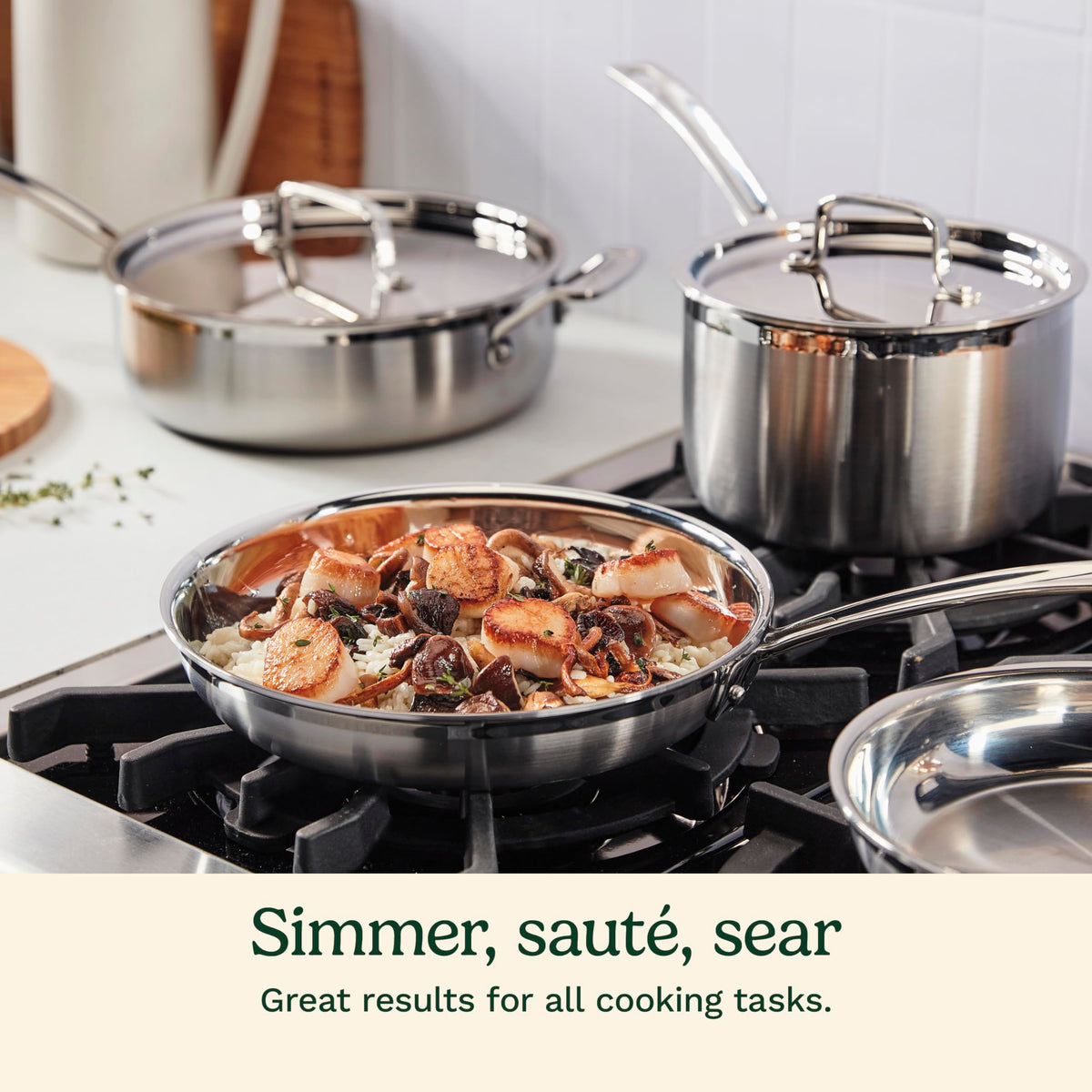 Cuisinart 12-Piece Cookware Set, MultiClad Pro Triple Ply Stainless Steel Cookware Set, Heat Surround Technology, Cool Grip Stick Handles, Oven Safe