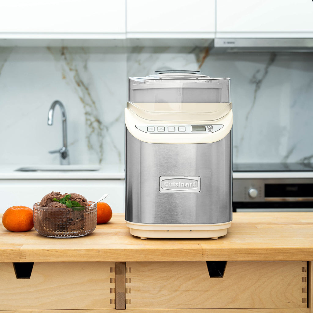 Cuisinart Ice Cream Maker Machine, 2-Quart Stainless Steel Frozen Yogurt, Gelato, Sorbet, Ready in 20 Minutes, LCD Screen and Timer, ICE-70P1