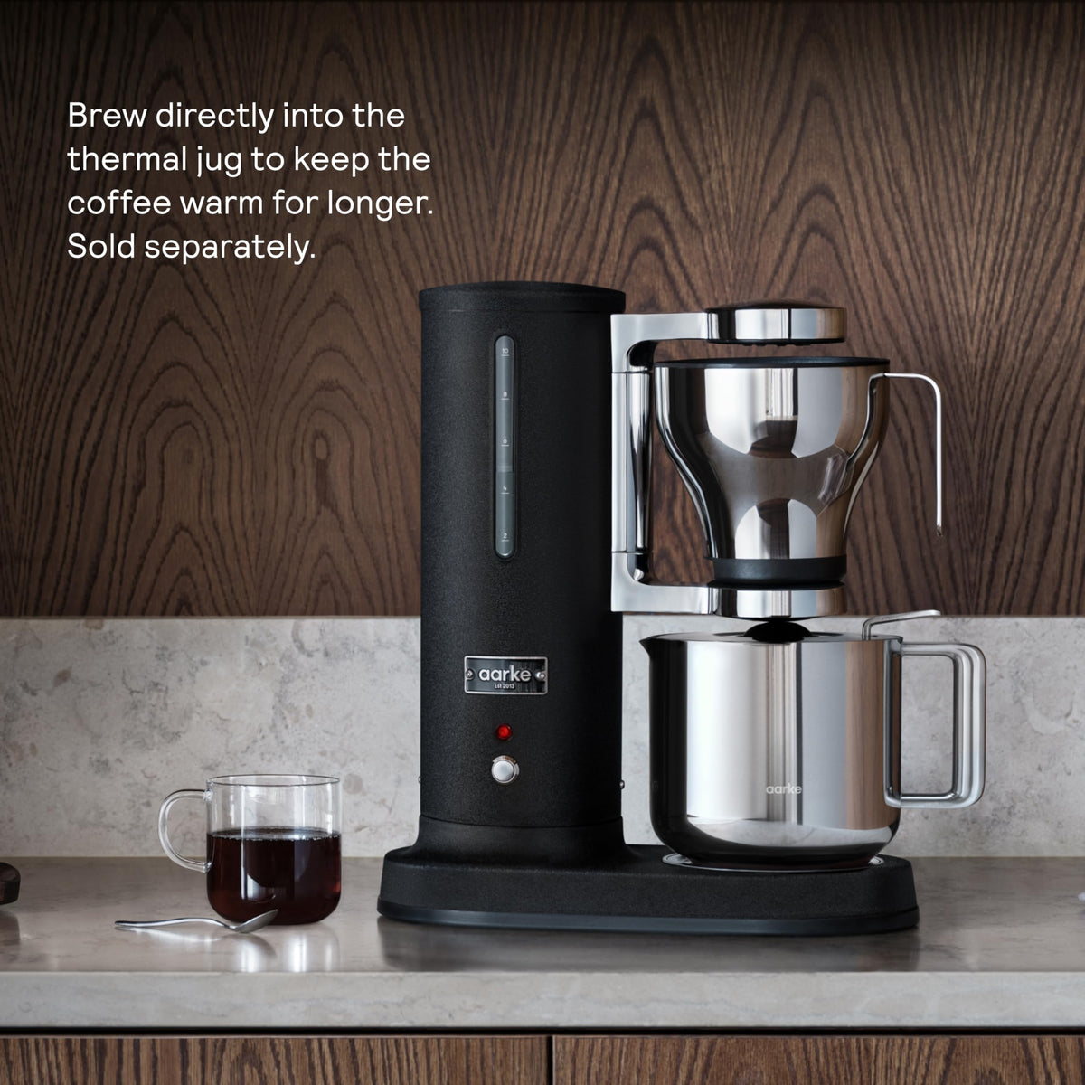 Aarke Coffee Maker - Electric 10 Cup / 42 fl oz Drip Brewer with Automatic Drip-Stop, Glass Carafe, Brews Full Pot in Under 6 Minutes, SCA Certified