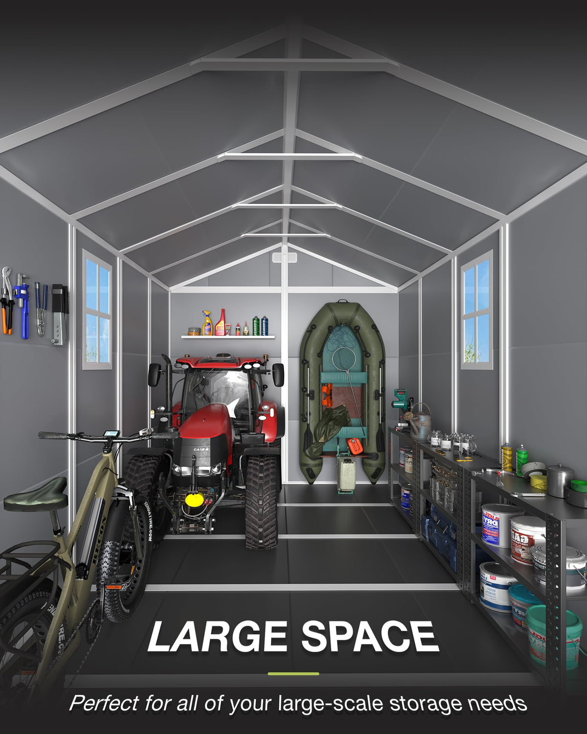 Amopatio 10x8 FT Storage Shed, Resin Shed with Floor Included, Plastic Sheds Outdoor Storage for Bike, Garden Tools, Sheds & Outdoor Storage with