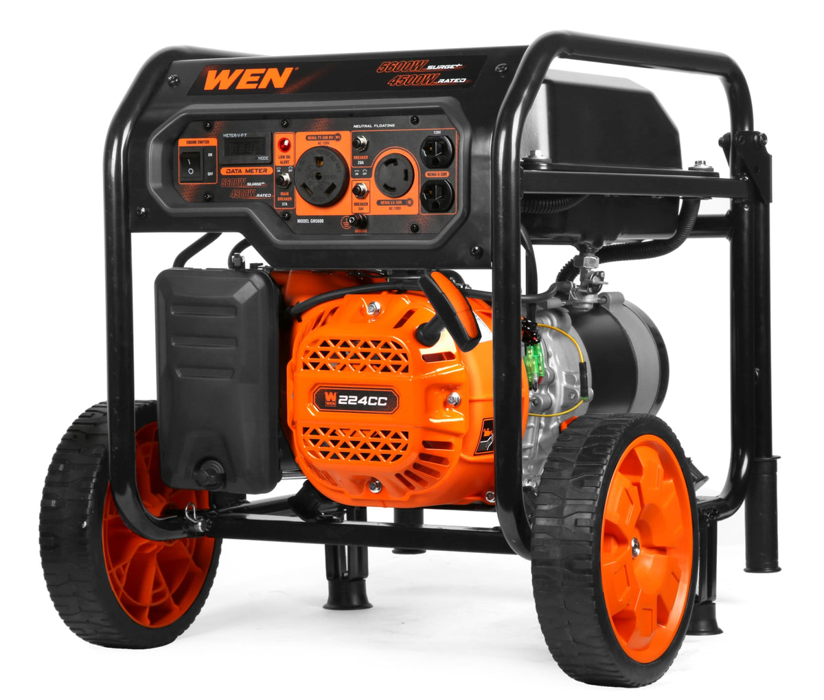 WEN 5600-Watt Portable Generator, Electric Start, 224cc, Transfer-Switch and RV-Ready with CO Shutdown Sensor (GN5602X)