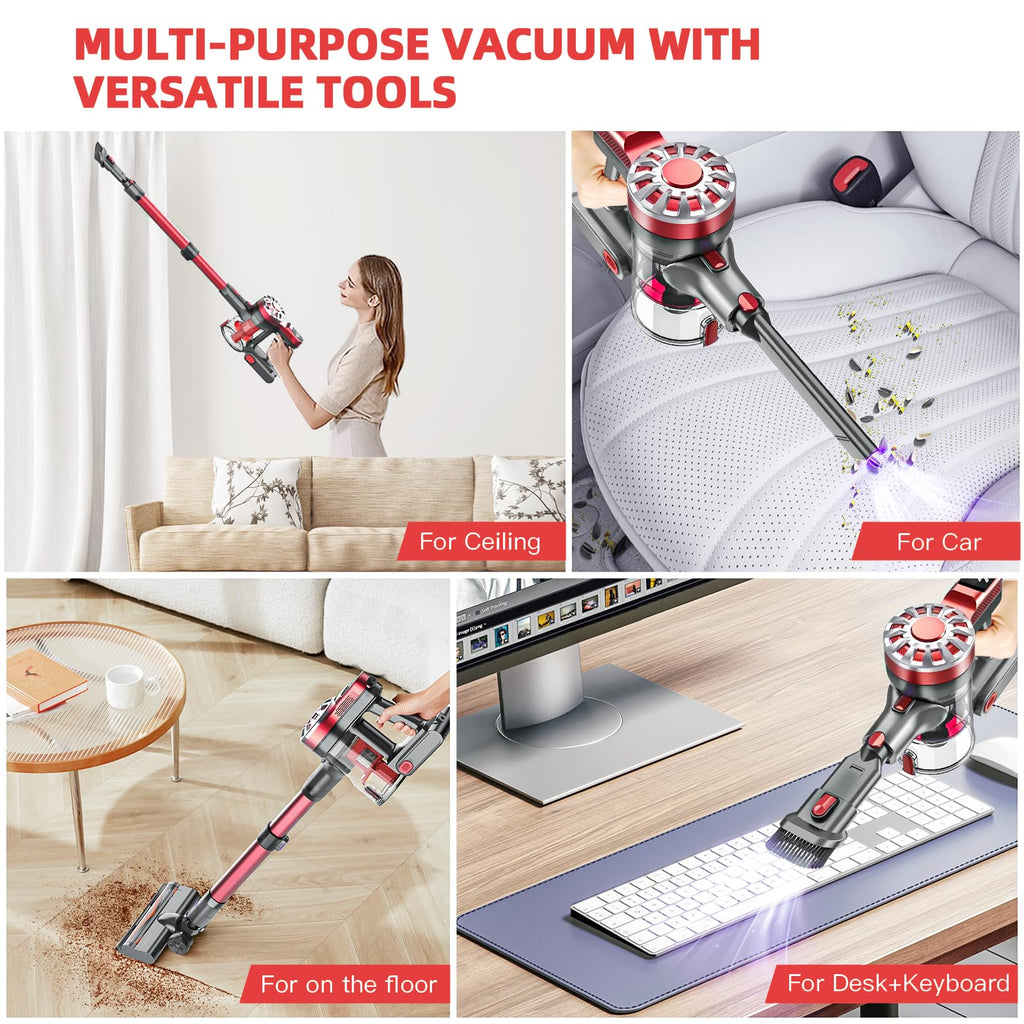 Cordless Vacuum Cleaner,Vacuum Cleaners for Home with Super Suction,Lightweight Stick Vacuum with 35 Mins Runtime,Rechargeable Cordless Vacuum for