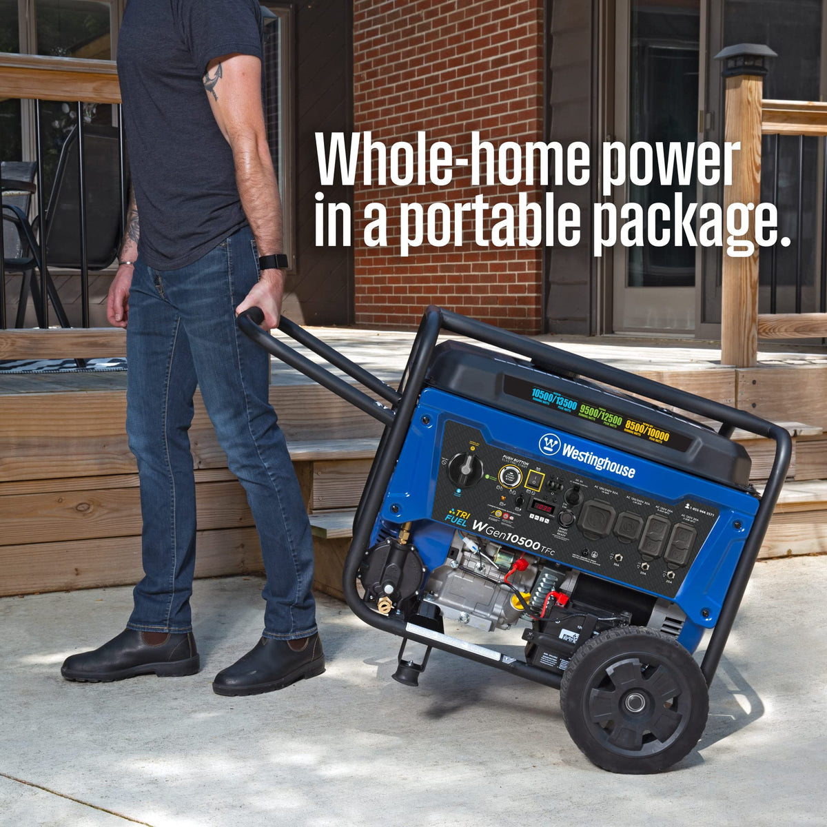 Westinghouse 13500 Peak Watt Tri-Fuel Home Backup Portable Generator, Remote Electric Start, Transfer Switch Ready, Gas, Propane, and Natural Gas