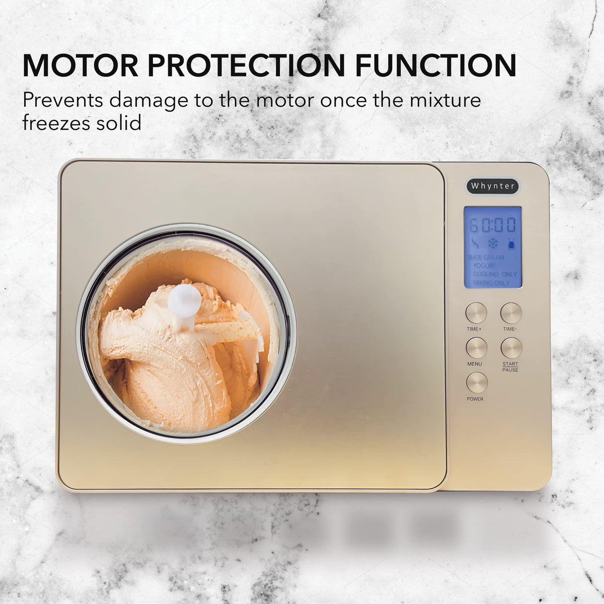 Whynter Ice Cream Maker Machine Automatic 2.1 Qt. with Built-In Compressor, LCD Digital Display & Timer, No Pre-Freezing, ICM-200LS, Stainless Steel