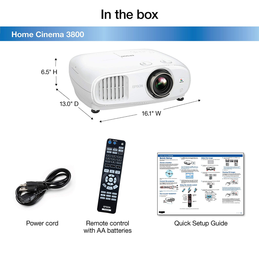 Epson Home Cinema 3800 4K PRO-UHD 3-Chip Projector with HDR