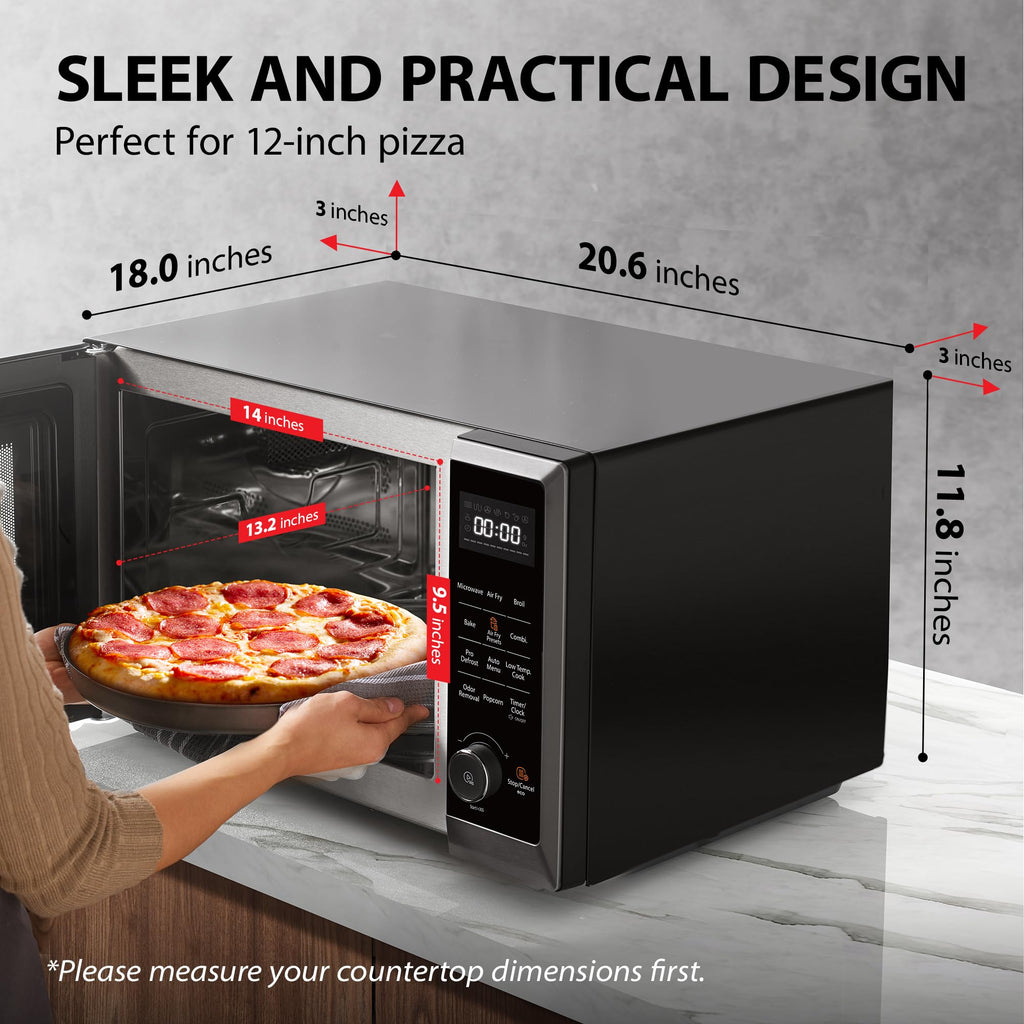 TOSHIBA Air Fryer Combo 8-in-1 Countertop Microwave Oven, with Convection, Broil, Odor Removal Mode, 12.4" Position Memory Turntable, Child-Lock, 1.0
