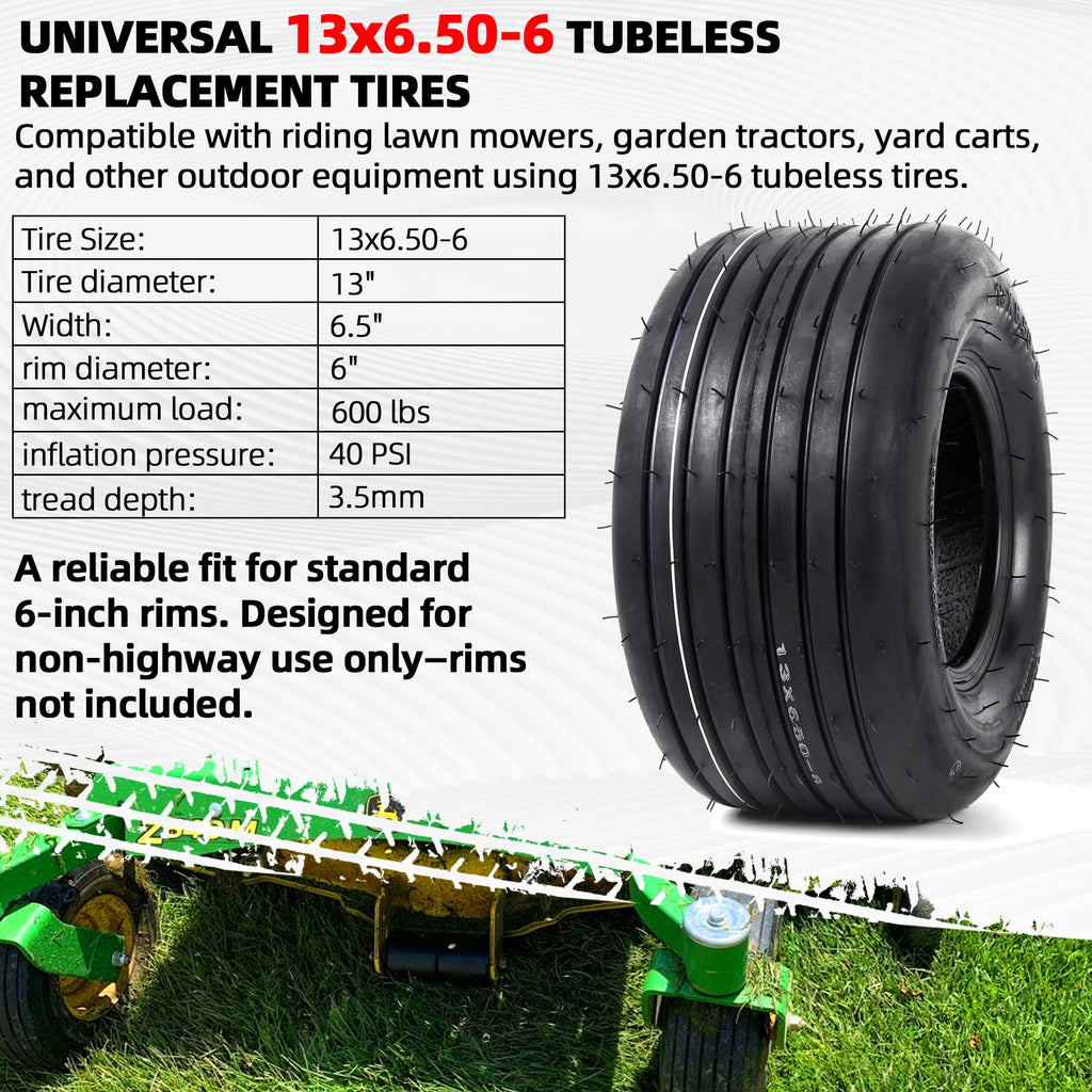 AR-PRO (2 Pack) 20x8.00-8 Lawn Mower Turf Tires, Tubeless, No Rims