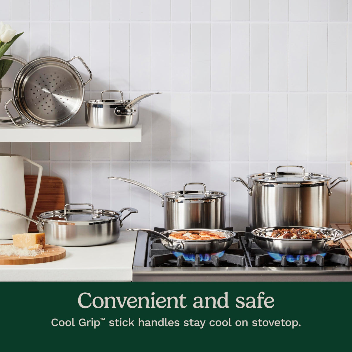 Cuisinart 12-Piece Cookware Set, MultiClad Pro Triple Ply Stainless Steel Cookware Set, Heat Surround Technology, Cool Grip Stick Handles, Oven Safe