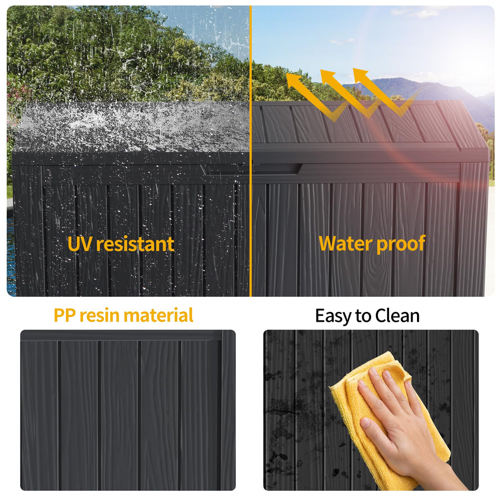 Mersco 320 Gallon Double-Wall Resin Deck Box - Lockable Waterproof Outdoor Storage Box, 1000lbs Capacity & Doubles as Seating for Patio Furniture