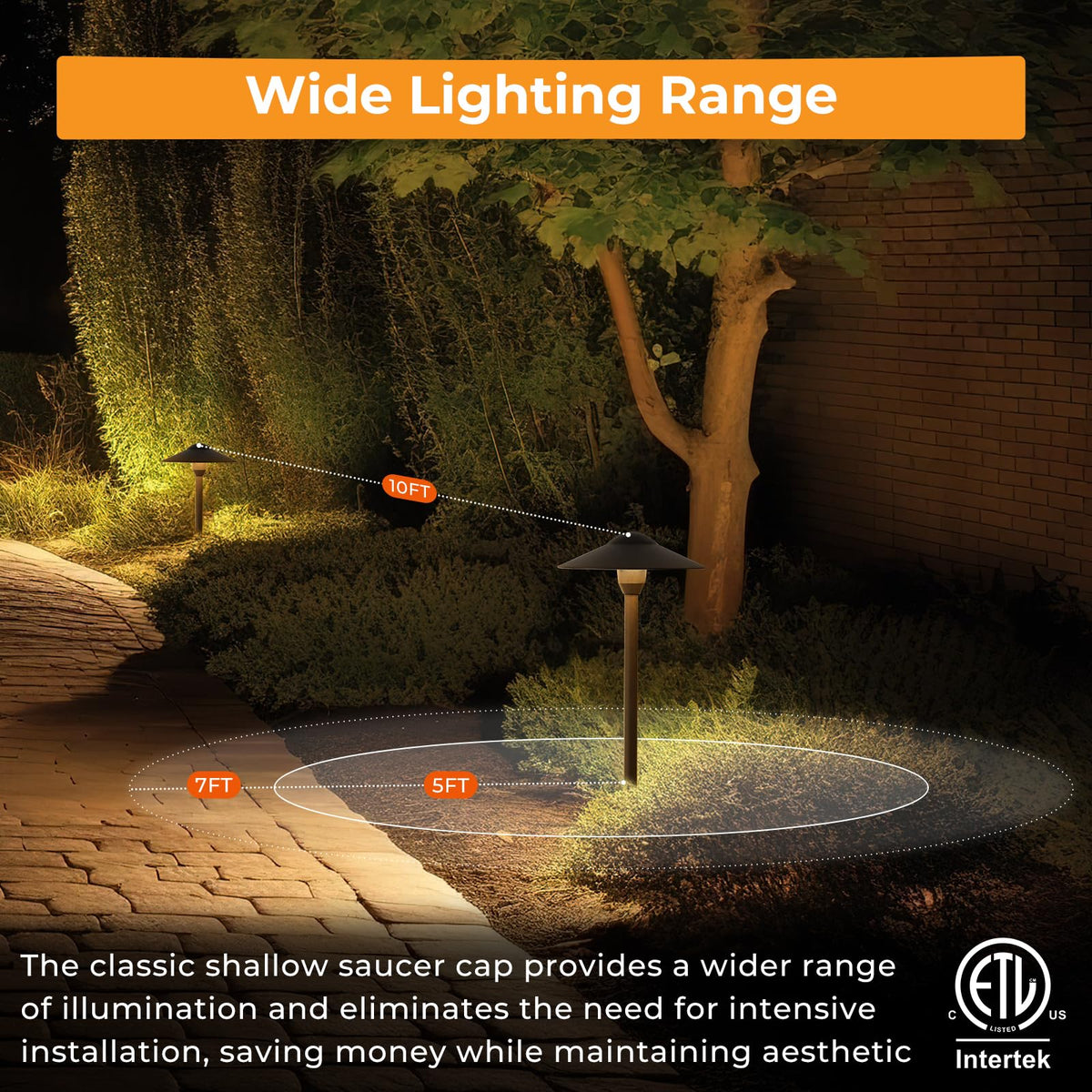 Gardencoin Low Voltage Pathway Lights (8.5'' Shade, 21.5'' Tall)12V Outdoor LED Landscape Path Lights Wired, Aluminum Pathway Lighting with 3W 2700K