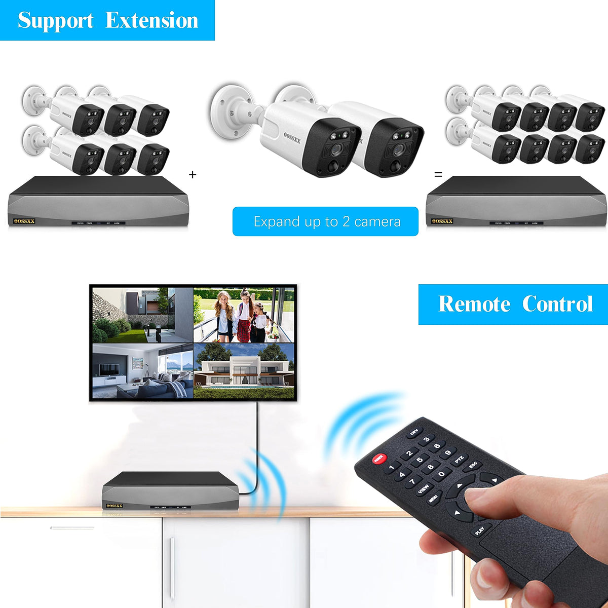 OOSSXX (4K/8.0 Megapixel & 130 Ultra Wide-Angle) 2-Way Audio PoE Outdoor Home Security Camera System Wired Outdoor Video Surveillance IP Cameras
