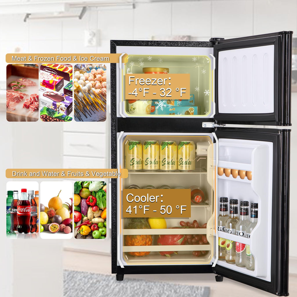 Mini Refrigerator with Freezer 4.0 Cu. Ft., Small Dorm Fridge with Freezer, Adjustable Thermostat Compact Fridge Freezers for Apartment, Dorm