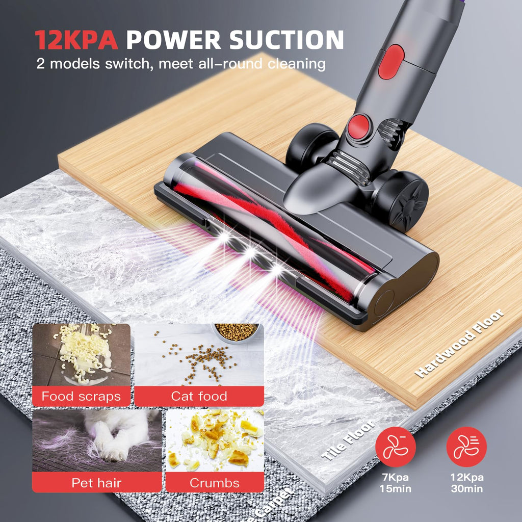 Cordless Vacuum Cleaner,Vacuum Cleaners for Home with Super Suction,Lightweight Stick Vacuum with 35 Mins Runtime,Rechargeable Cordless Vacuum for
