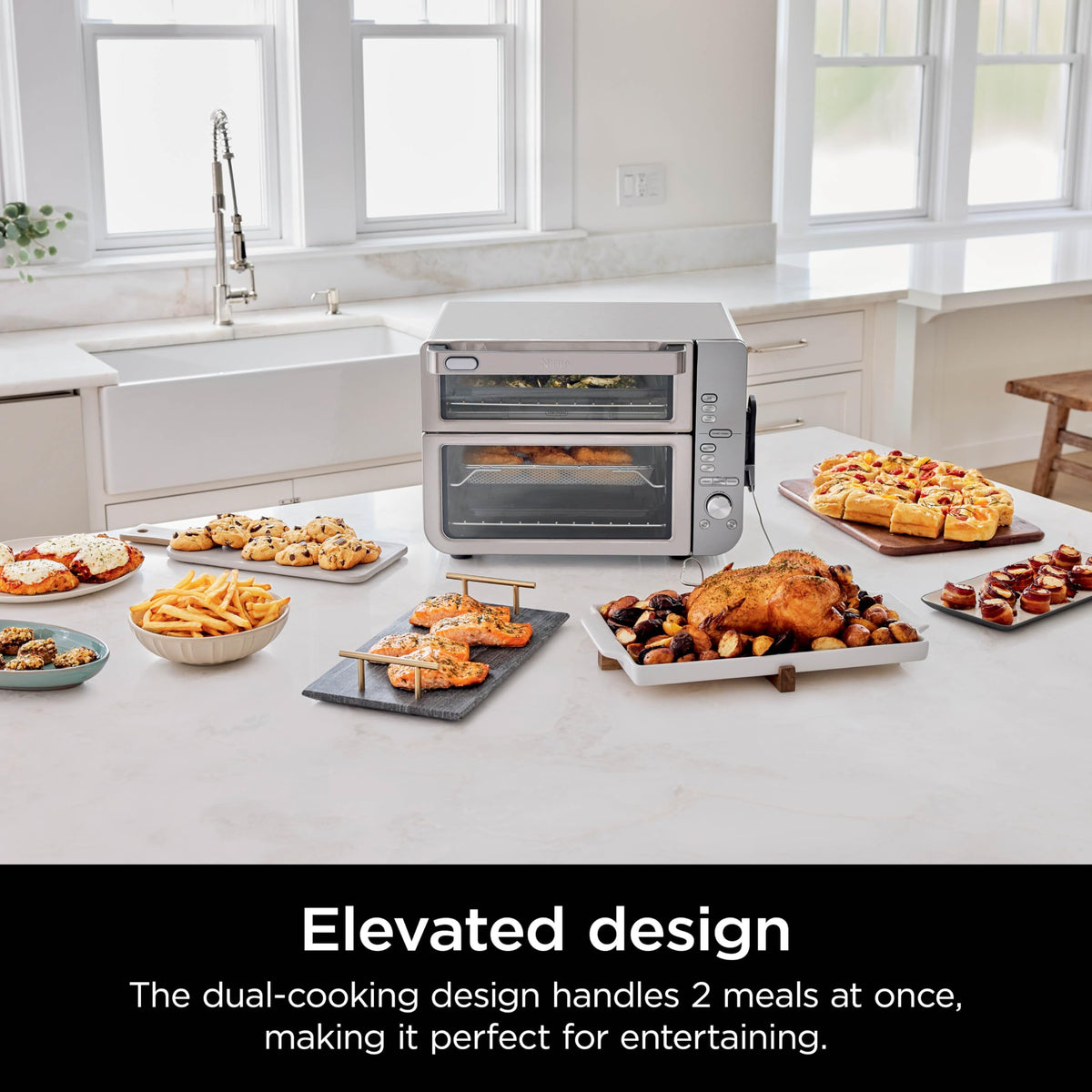 Ninja Air Fryer & Toaster Oven | Double Stack XL | Countertop Oven | 12-in-1 Fits 4.5lb Chicken & 6lbs of Wings | SmartFinish Cook 2 Different Meals