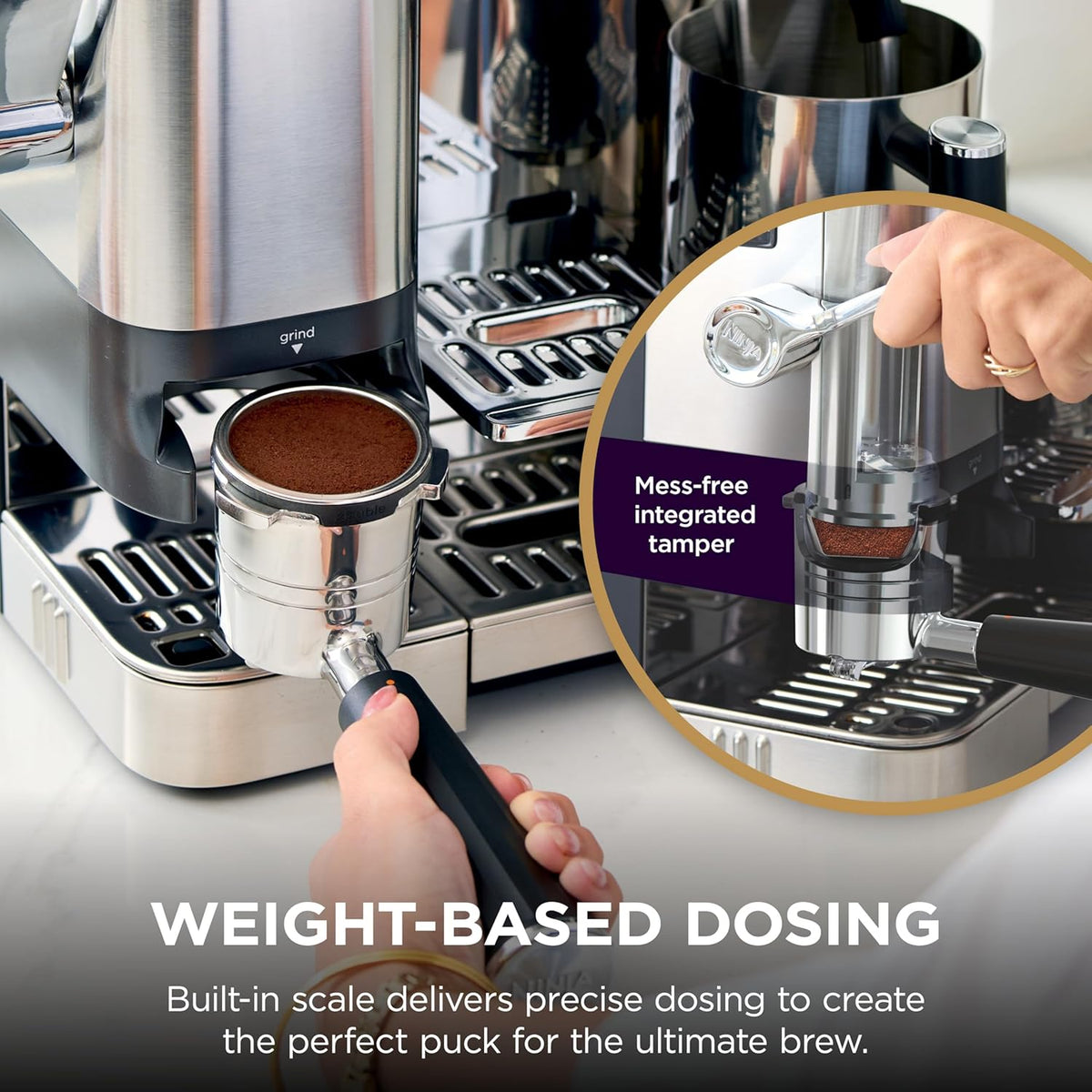 Ninja Luxe Caf Pro Series, Espresso Machine, Drip Coffee, Cold Brew, Hot Water, Integrated Tamper, Built-in Grinder, Hands-Free Frother for