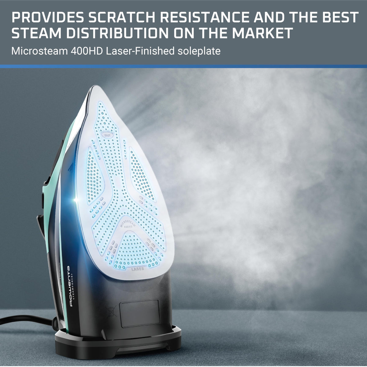 Rowenta Iron for Clothes, High Pressure Steamer Iron with Boiler System, 400 Steam Holes, Vertical Steaming, 37oz Tank, Stainless Steel Soleplate