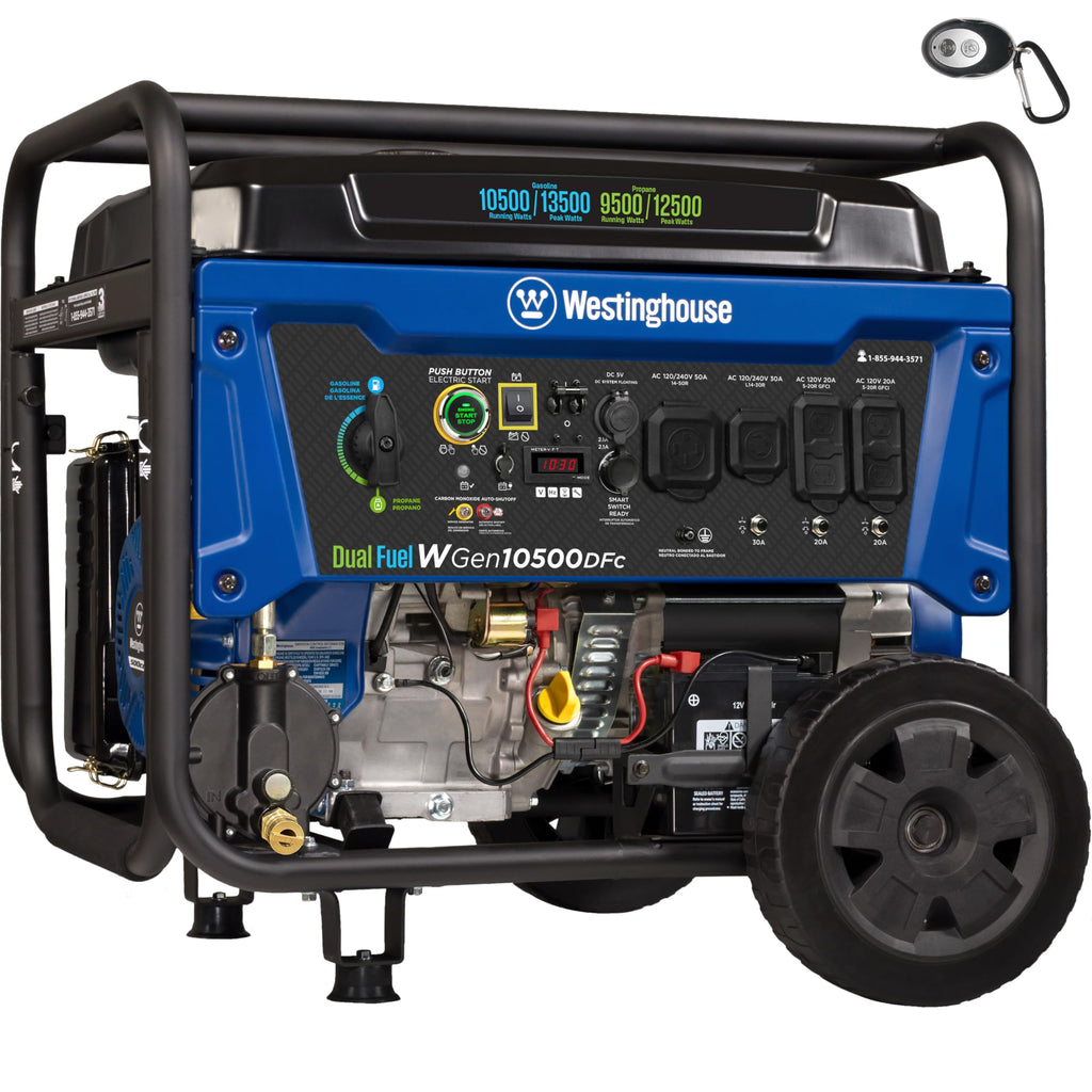Westinghouse 13500 Peak Watt Tri-Fuel Home Backup Portable Generator, Remote Electric Start, Transfer Switch Ready, Gas, Propane, and Natural Gas