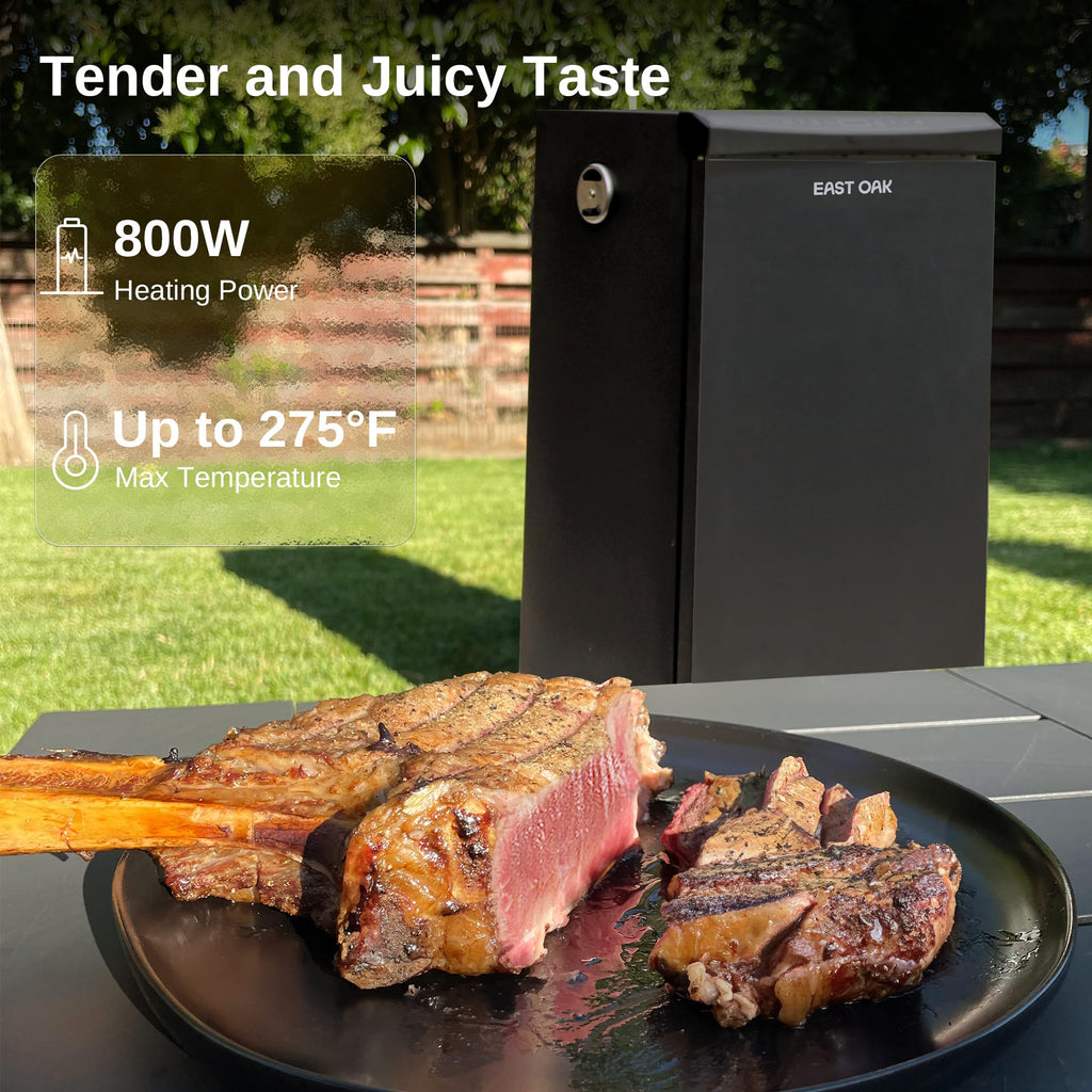 EAST OAK 30-inch Electric Smoker, Outdoor Smoker with Convenient Side Wood Chip Loader, 725 Sq Inches of Cooking, Digital Control and 4 Removable