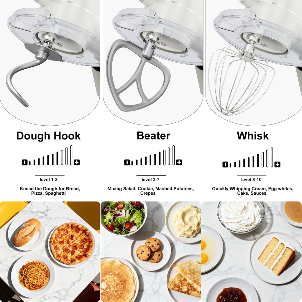 8.45 QT All Metal Stand Mixer,10 Speed Large Capacity Kitchen Mixer with Digital Timer & Tilt-Head, Electric Mixer with Whisk Dough Hook Mixing