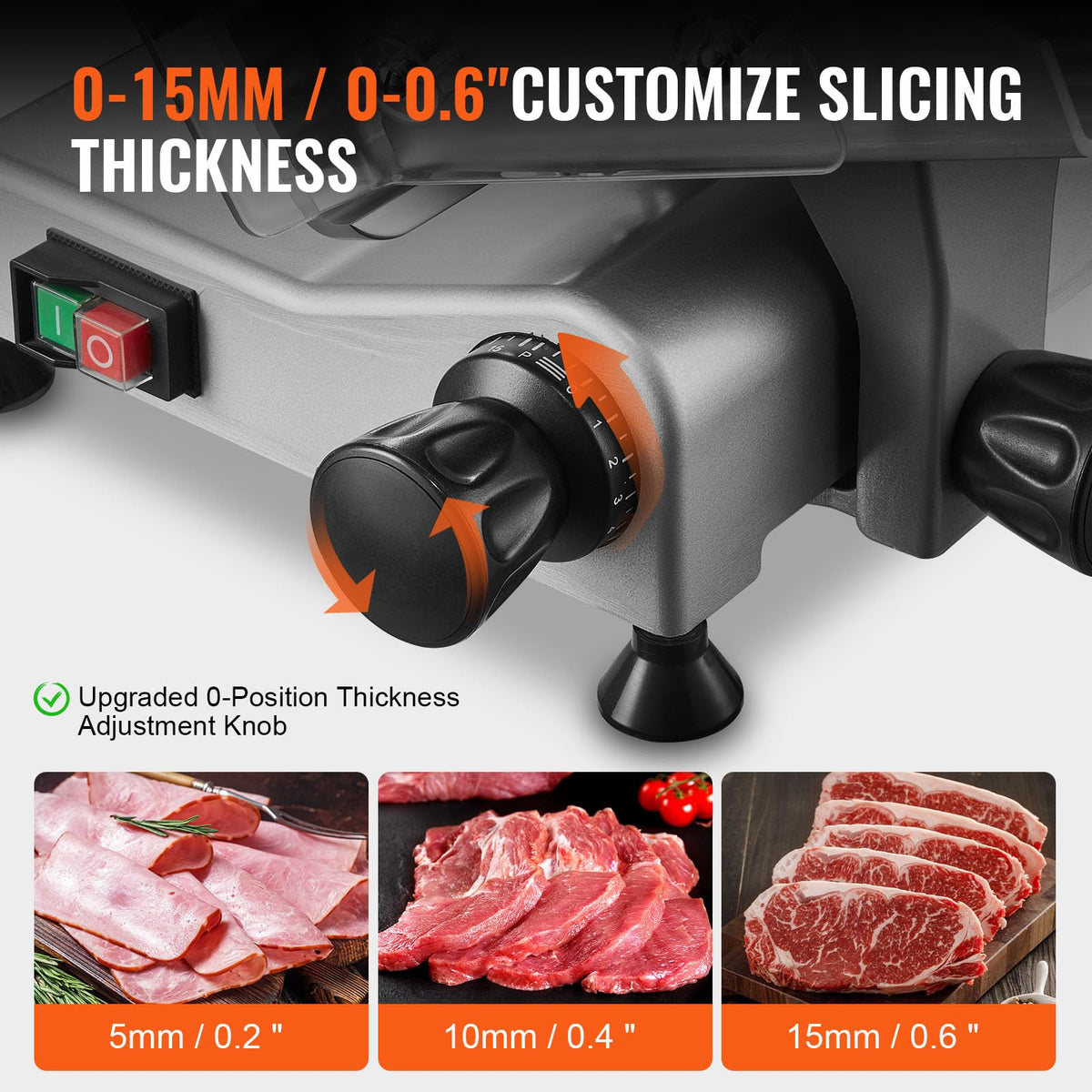 VEVOR Commercial Meat Slicer, 10 inch Electric Food Slicer, 240W Frozen Meat Deli Slicer, Premium Chromium-plated Steel Blade Semi-Auto Meat Slicer