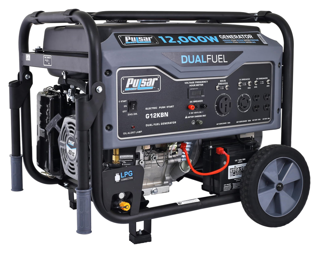 Pulsar GD10KBN 10500W Dual Fuel Home Backup Portable Inverter Generator with Wheel Kit and Electric Start RV Ready