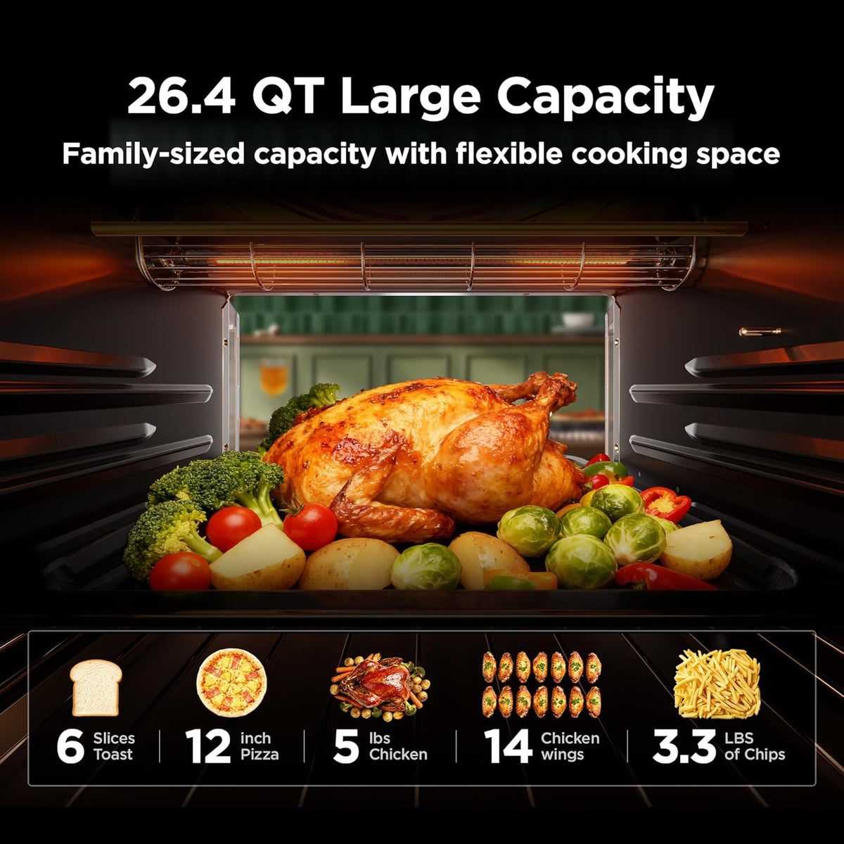Midea Flexify Pro 10+4 Toaster Oven Air Fryer Combo, Graphene Juicy-Lock Cooking, French Door Countertop Oven, 450F Flash Air Fry, 26.4 QT Stainless